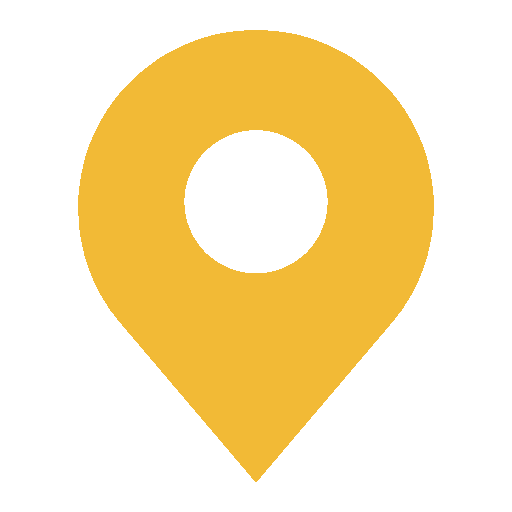 A yellow location pin icon on a black background.