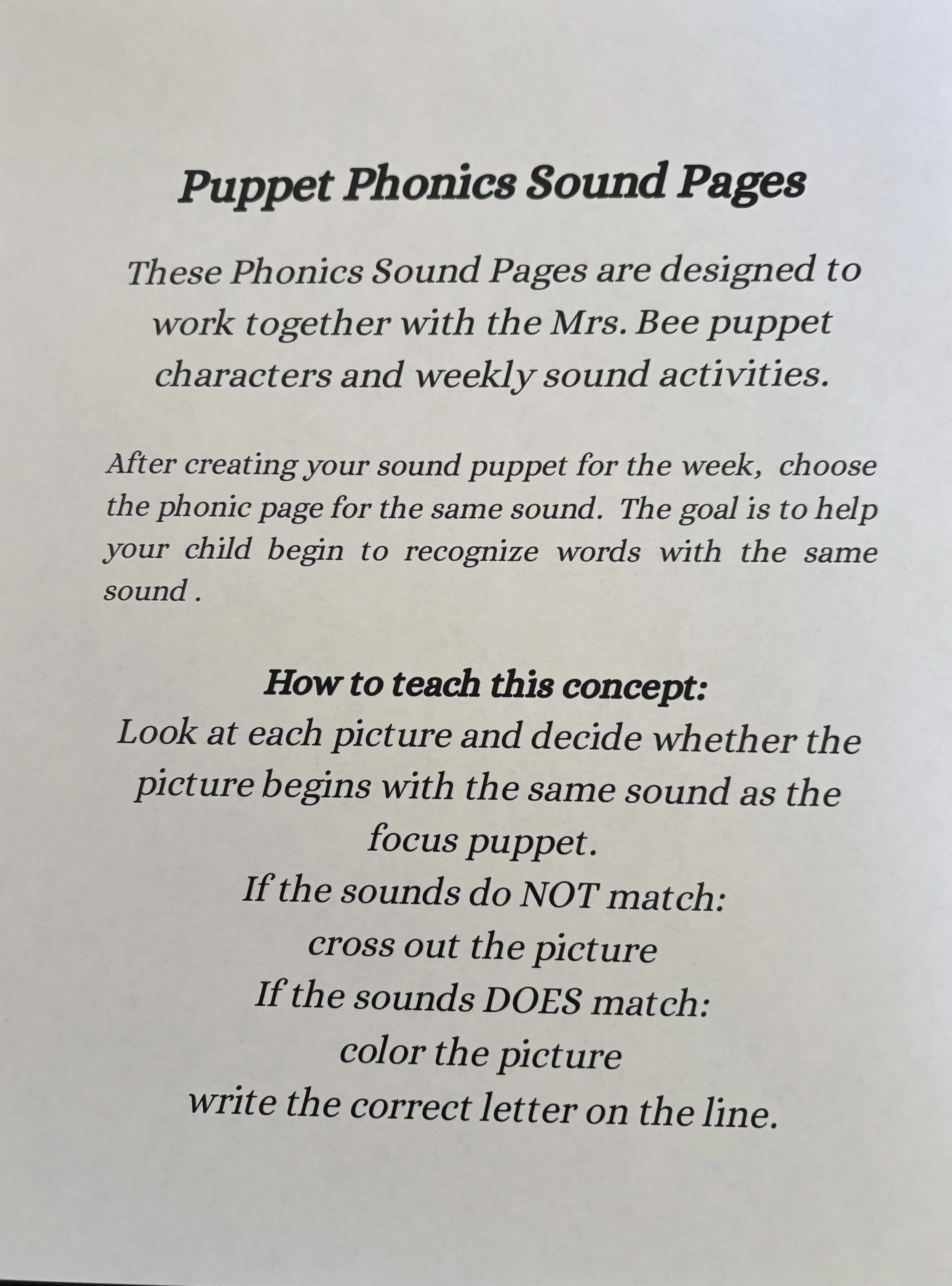Alphabet Sound Worksheets to Reinforce Puppet Sounds