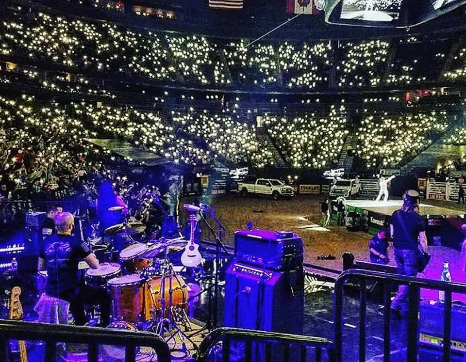 Playing guitar @ T-Mobile Arena, Las Vegas. PBR finals.  20,000 people in attendance