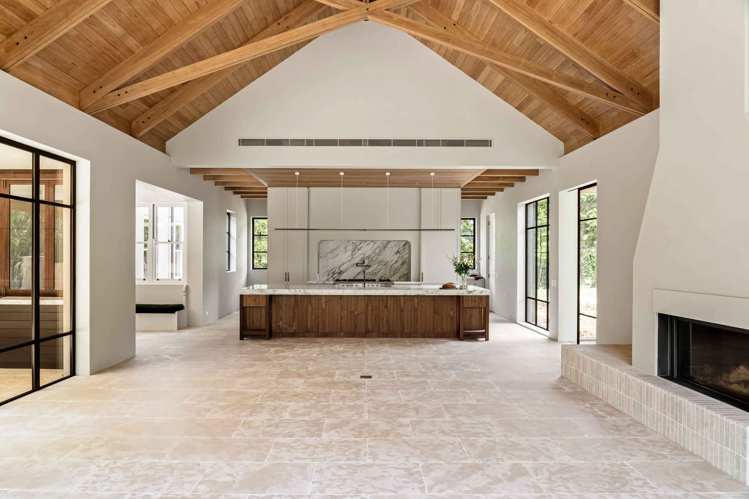 Open plan kitchen and living space in a Southern Highlands home built by Baltimore Constructions