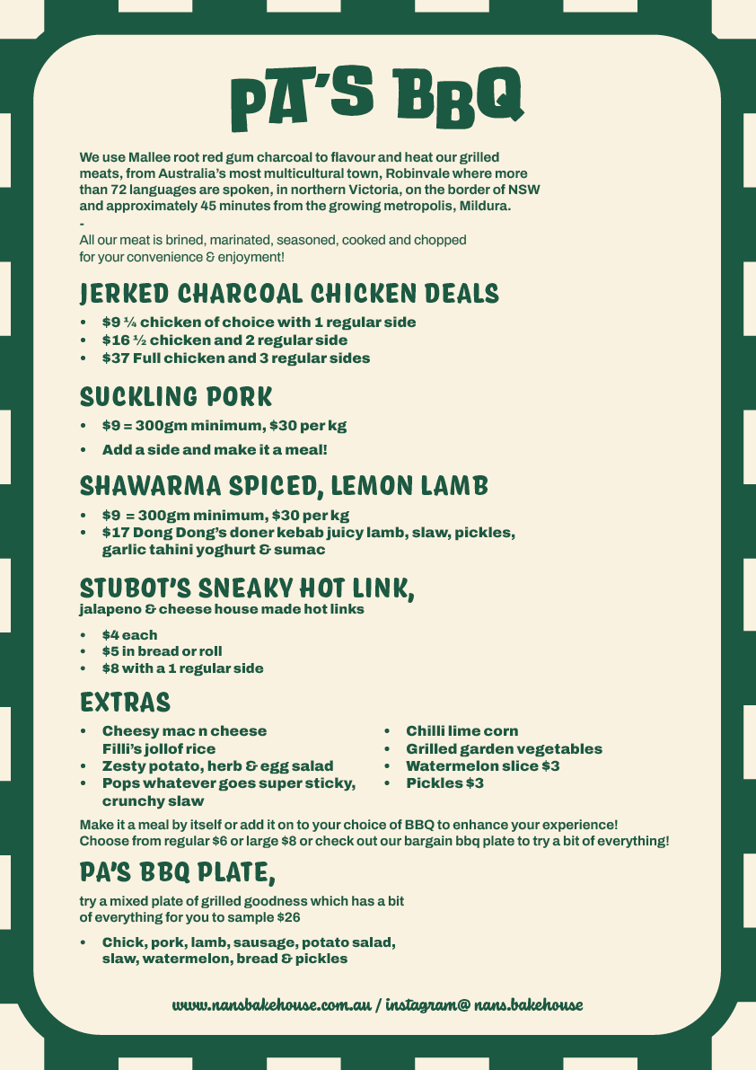 Pas BBQ menu