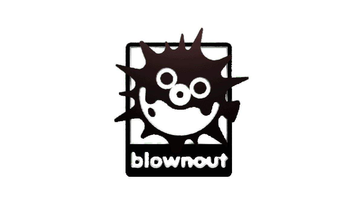 A logo with a smiling sun with spiky rays, sunglasses, and a tongue sticking out, surrounded by a rectangular border, with the word 'blowwax' below.