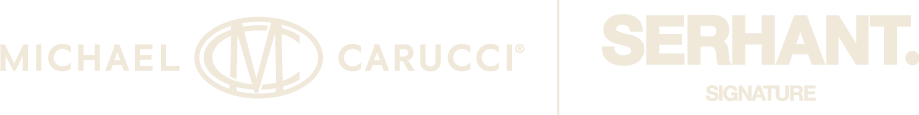 Logos of Michael Carucci and Serhant Signature on a black background
