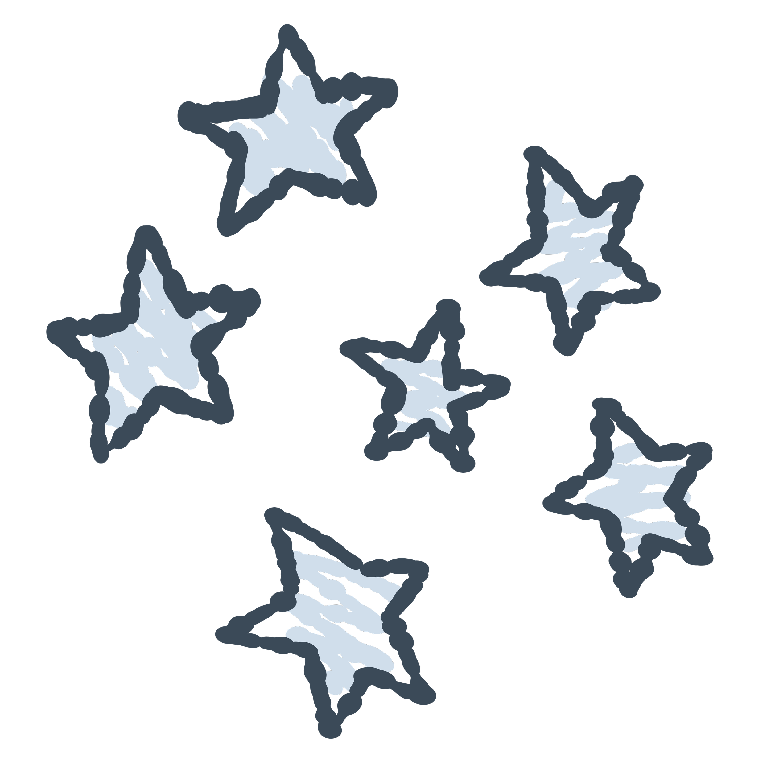 Illustration of multiple drawn stars.