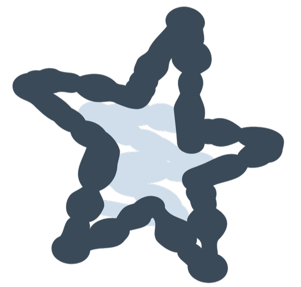 An illustration of a star in dark blue and light blue colors.