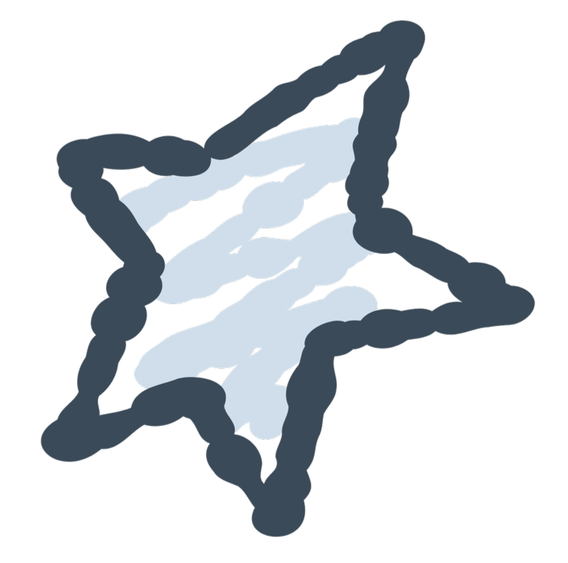 Simplified illustration of a star with a dark outline and light blue interior on a black background.