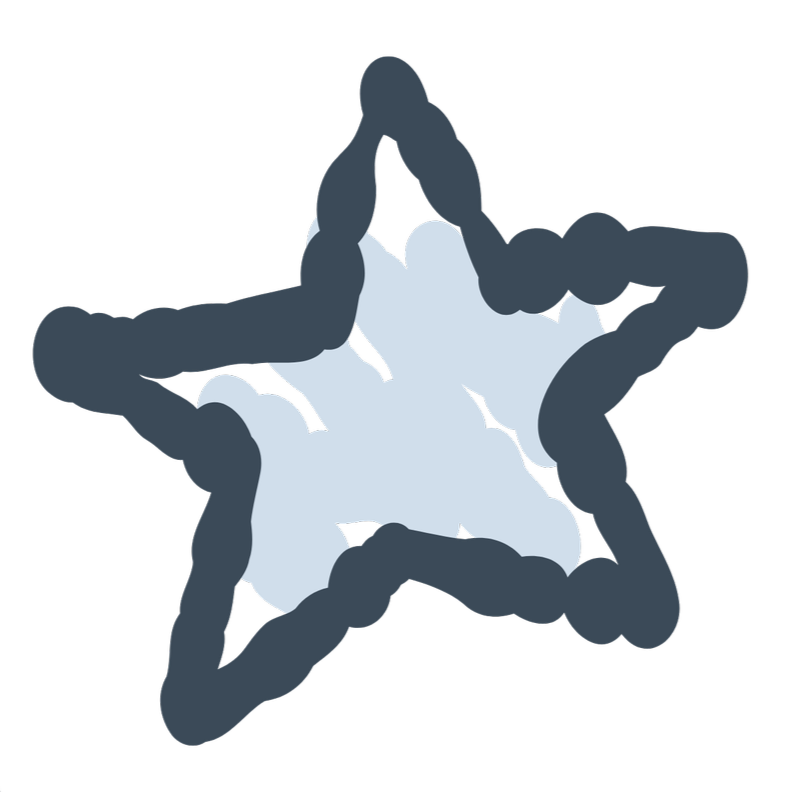 Decorative star shape with a layered design, featuring light blue and dark gray colors.