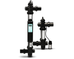Laboratory filtration system with digital control panel and vertical filter units.