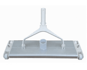 A white mop head with a plastic handle and a connecting arm for attaching to a mop handle