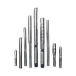 Set of metal vertical rods or cylinders of varying heights.