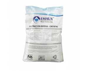 Bag of Emaux crystal filtration media for aquariums or water filtration systems