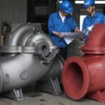 Industrial pipes and valves in a factory setting.