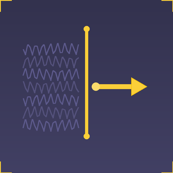 Geometric drawing of an outline square with sections divided by vertical, horizontal, and circle lines.