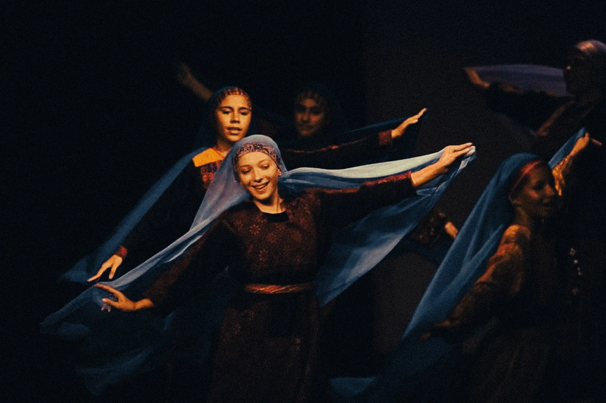 Young woman dancing a typical arab dance dabke in Amman Jordan