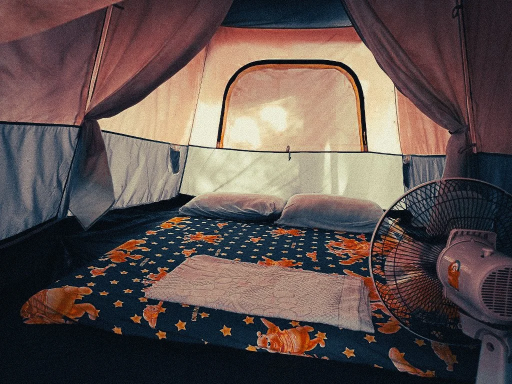 Inside my cheap tent in Khao Sok jungle camp