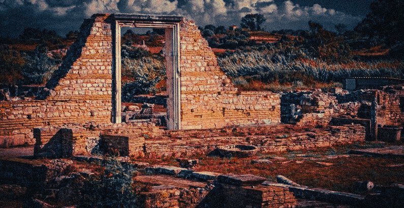 Roman ruins at Nikopolis near Preveza Greece connected to the Battle of Actium and ancient history.