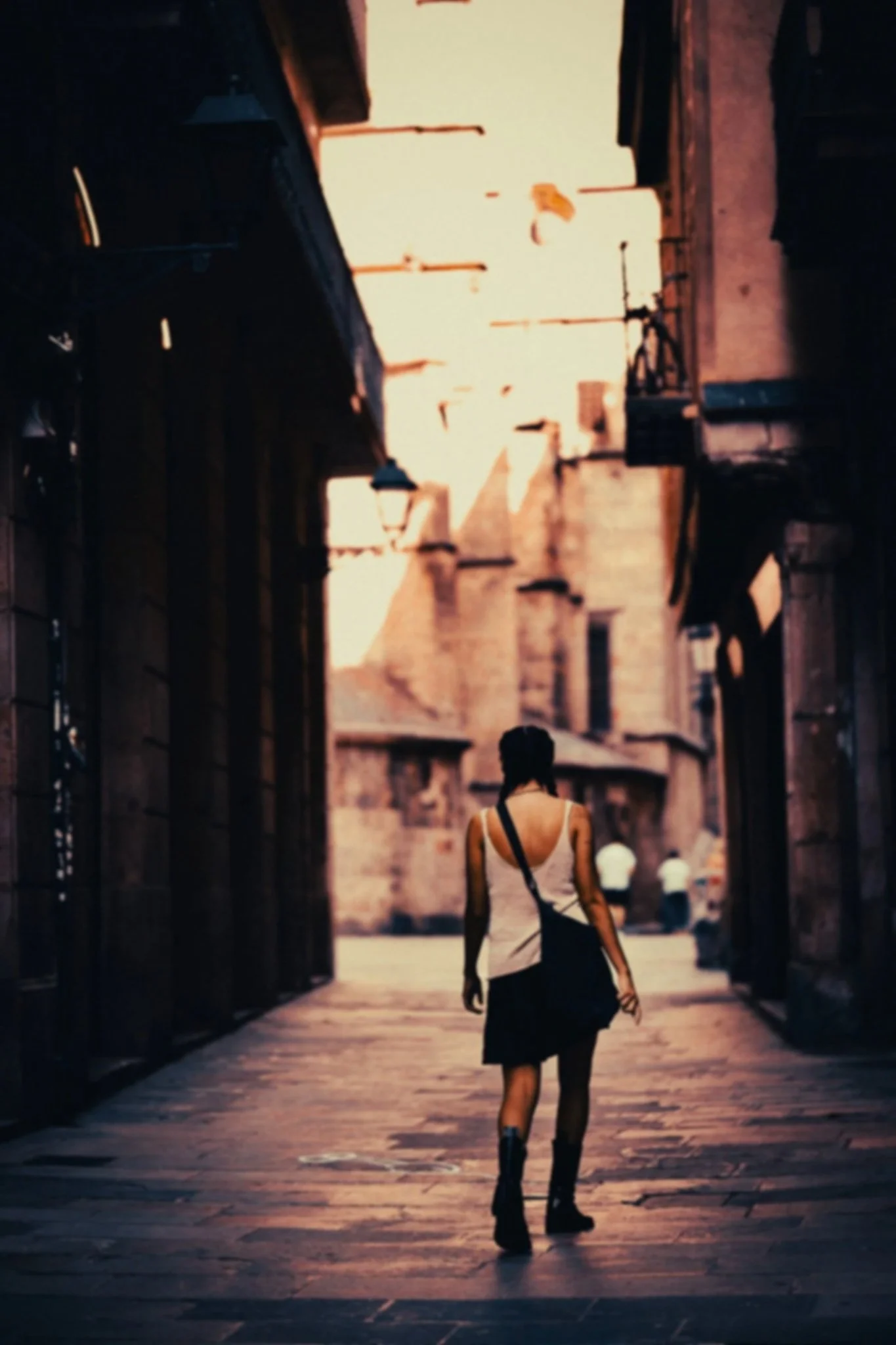 woman walking in the street of Barcelona