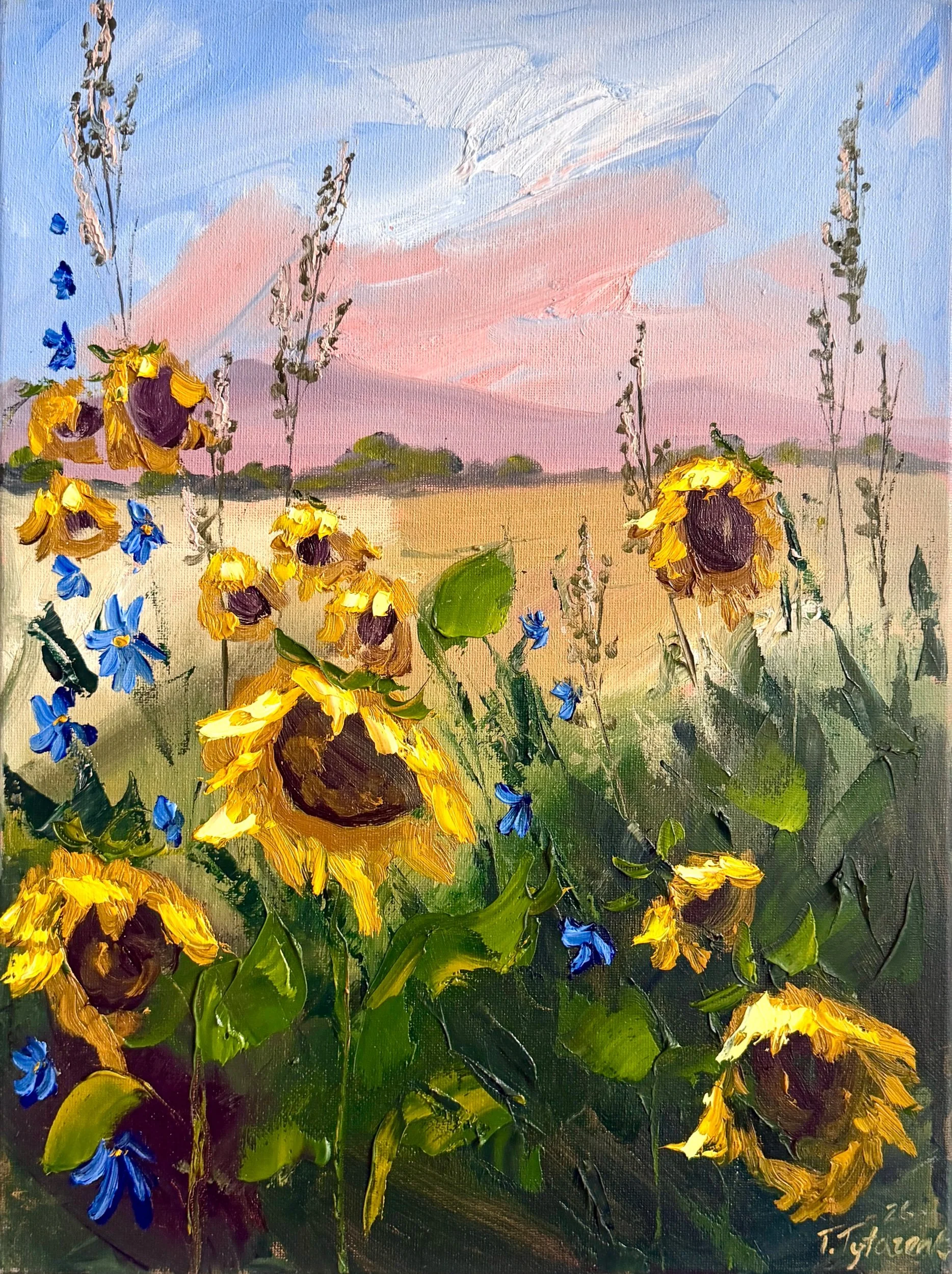Sunflower Original Oil Painting 12x16 in