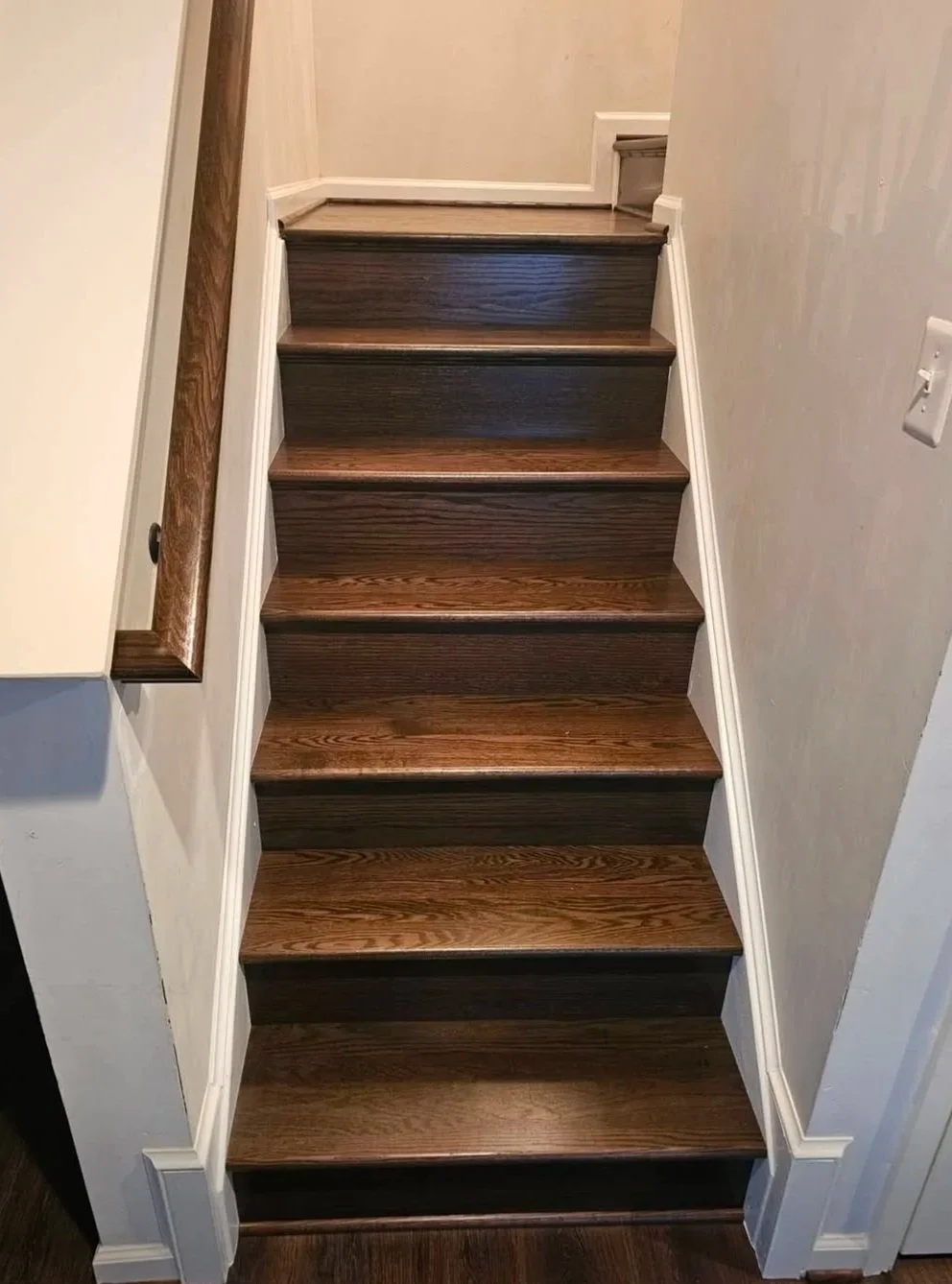 Solid oak stair installation to match the LVP.  Idlewild, Fredericksburg VA.