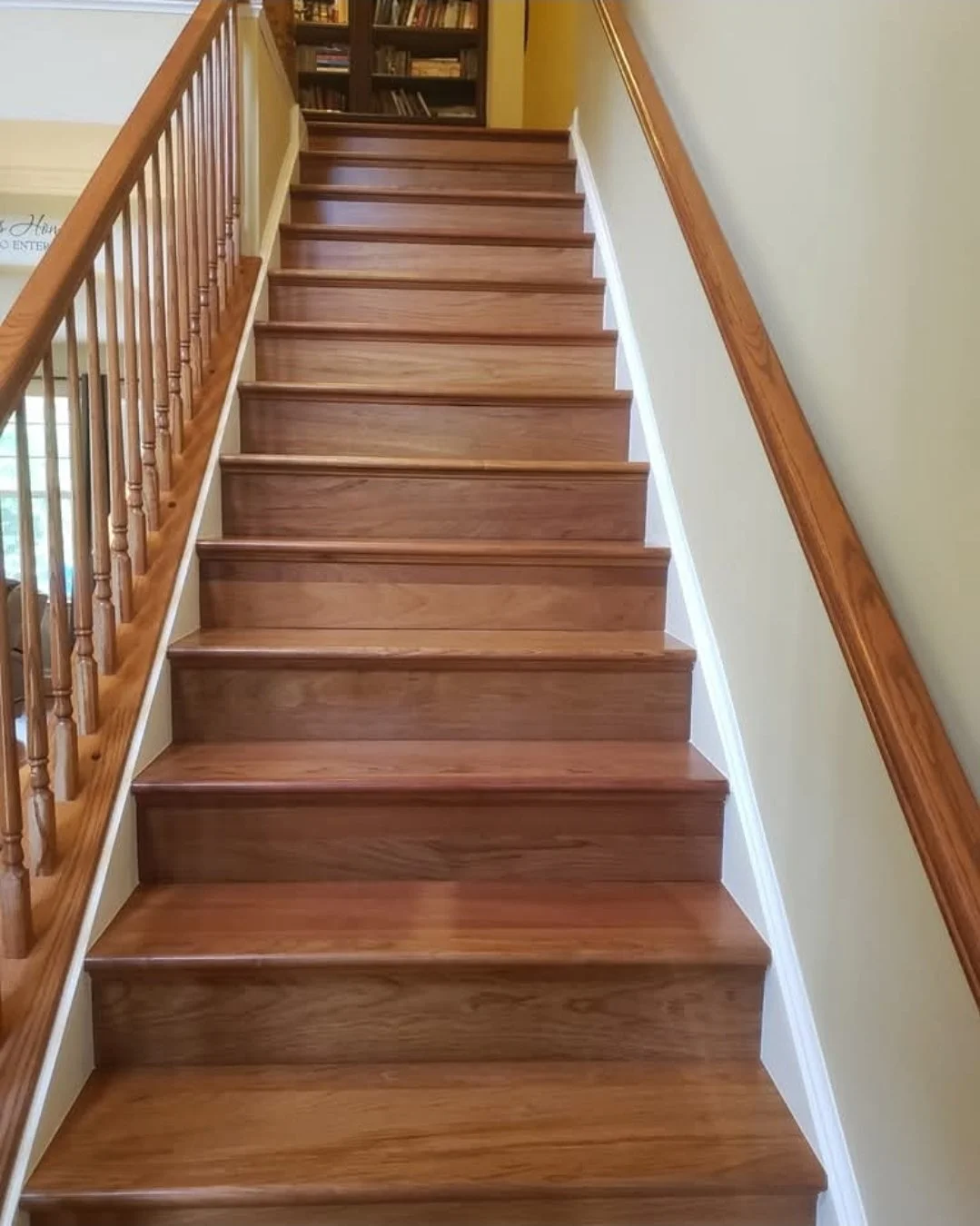 Solid Brazilian Cherry stair installation