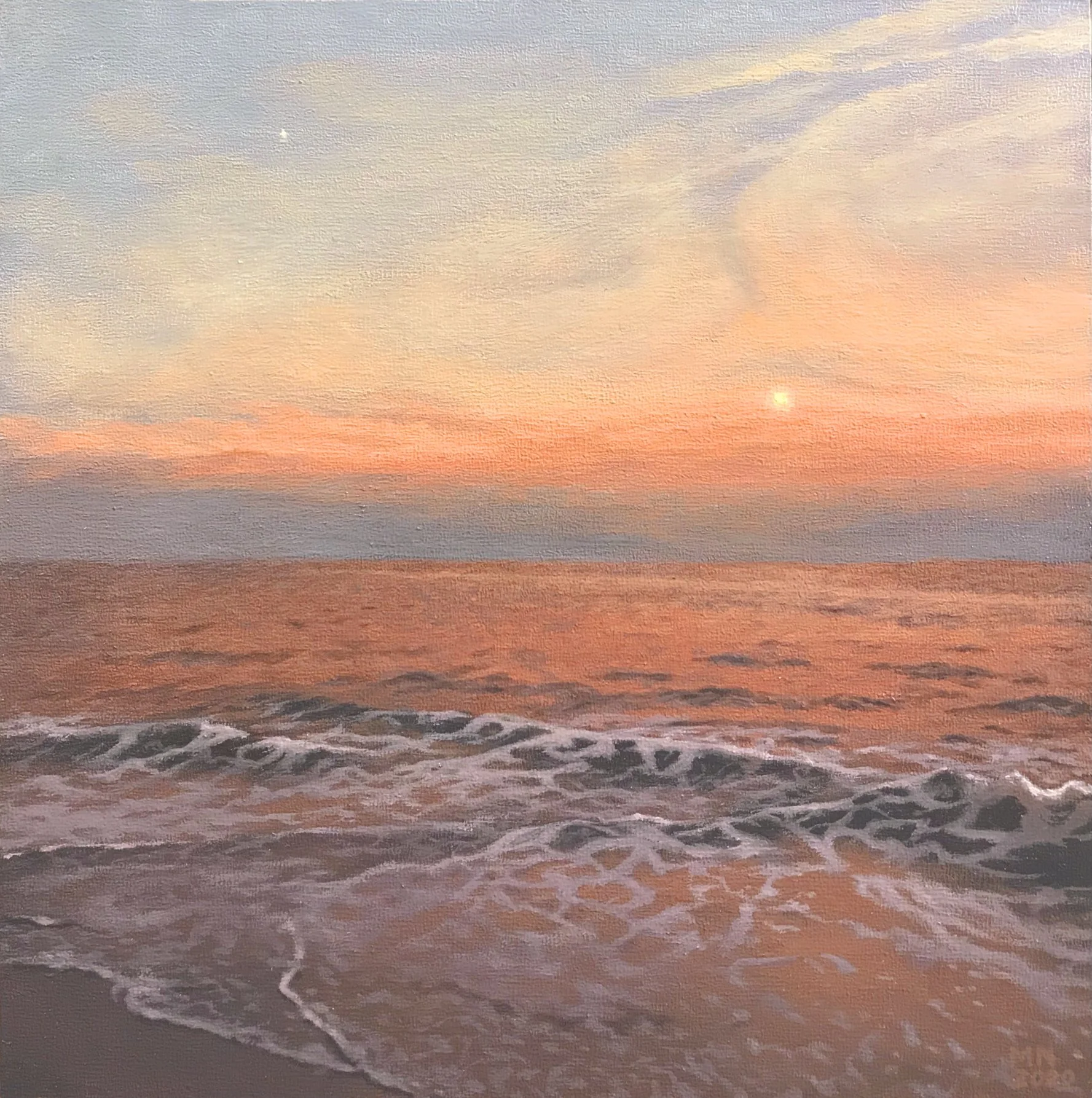 "Sunset on 2020, a New Hope" Oil on Board 6" x 6" - SOLD