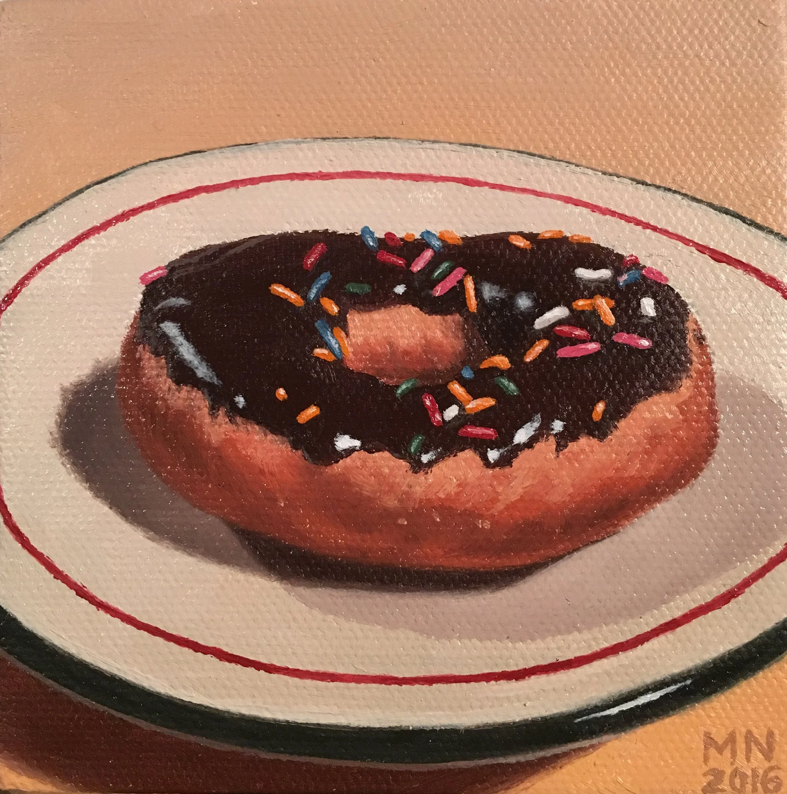 "Chocolate Frosted with Sprinkles" Oil on Canvas 4" x 4" - SOLD