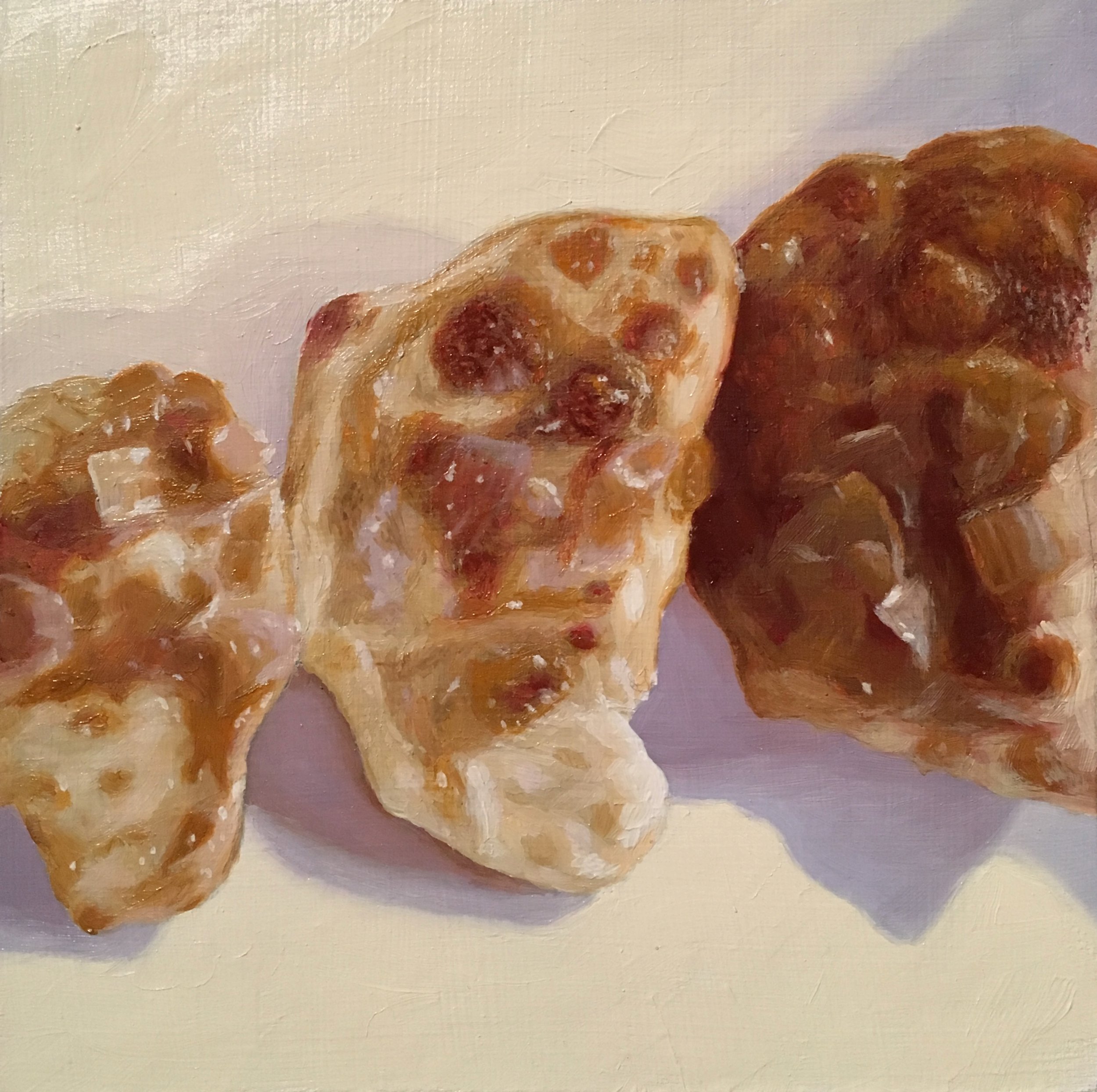 "Three Pierogi" Oil on Board 4.5" x 4.5" - SOLD