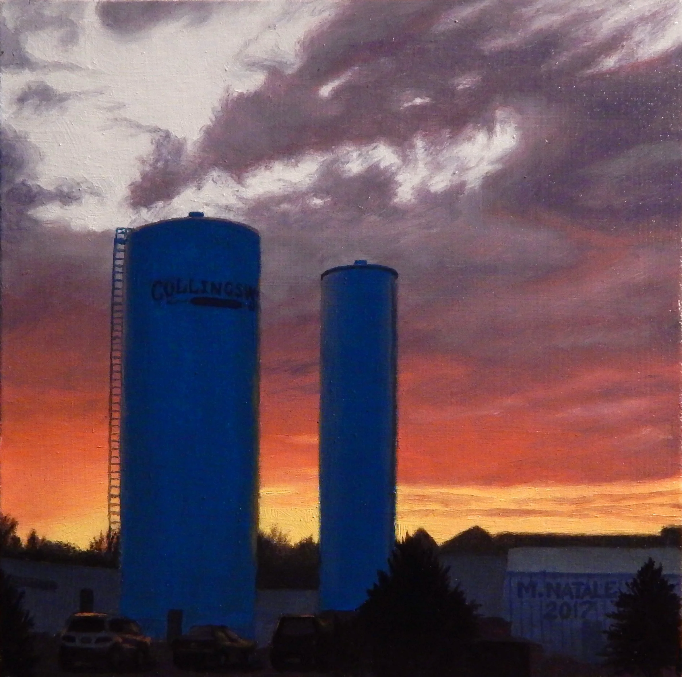 "Collingswood Sunset" Oil on Board 4.5" x 4.5" - SOLD