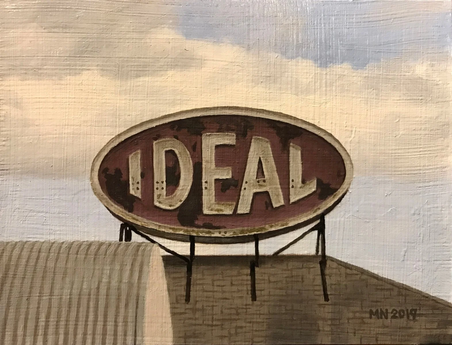 "IDEAL Sign, Purple" ~ Oil on panel ~ 4" x 5" - SOLD