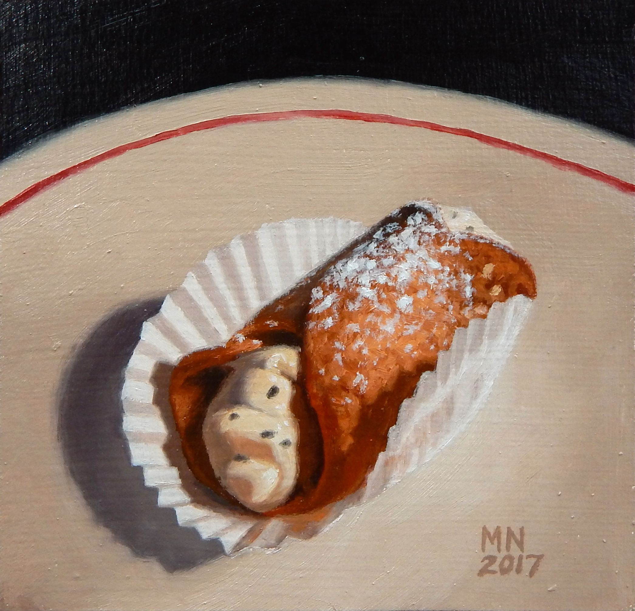 "Mini Cannoli" Oil on Board 4.5" x 4.5" - SOLD