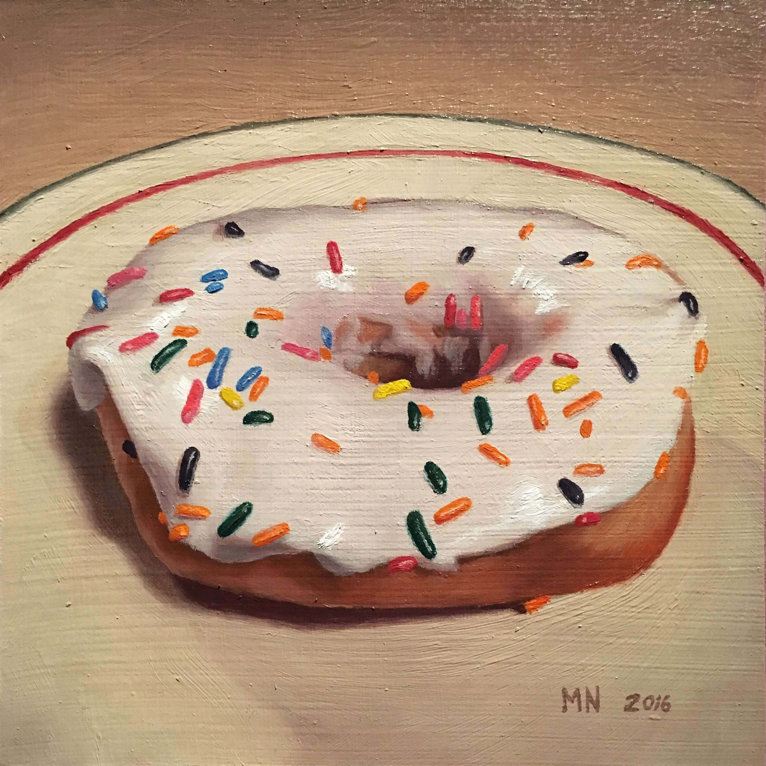 "Vanilla Frosted with Sprinkles" Oil on Board 4.5" x 4.5" - SOLD