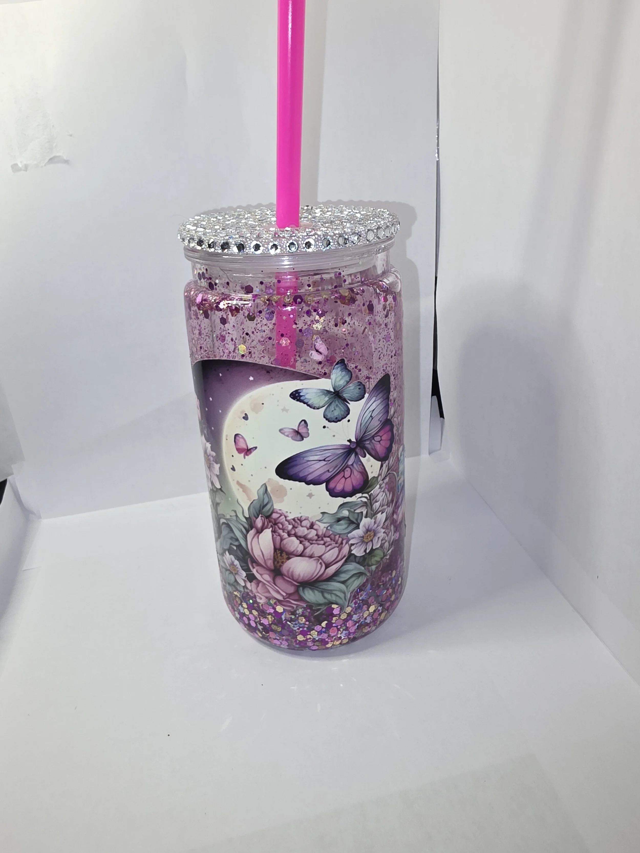16 oz glitter tumbler