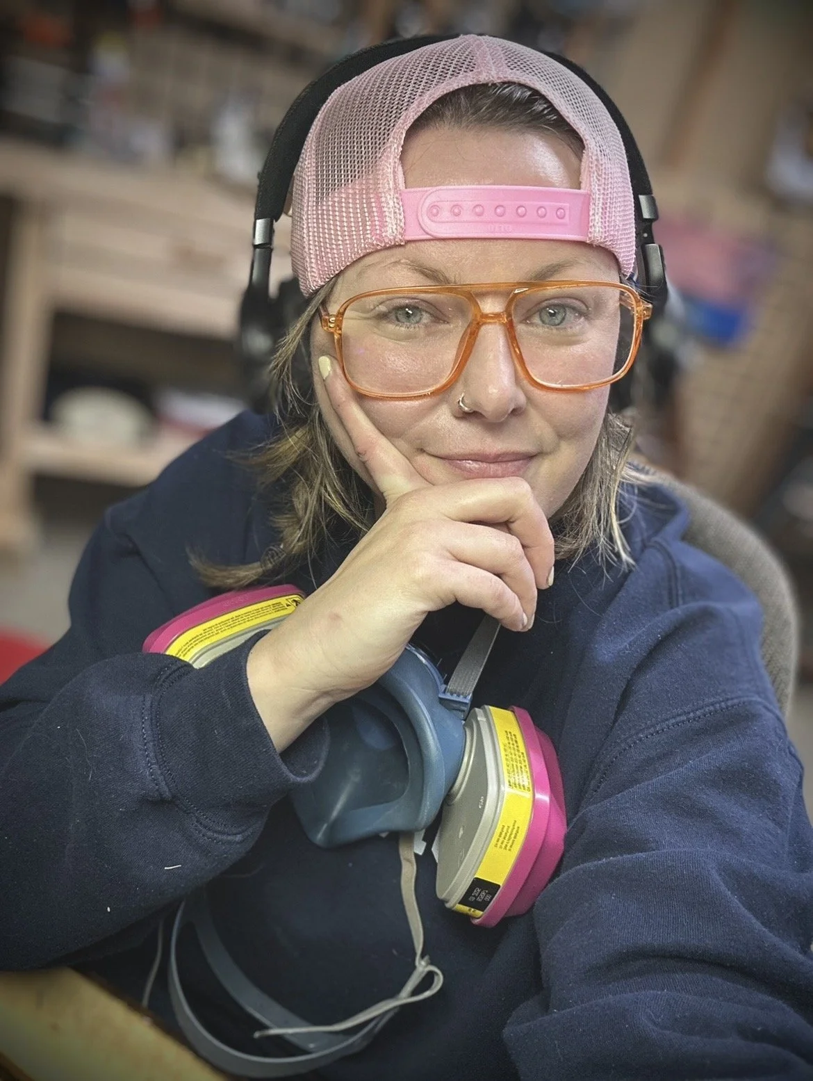 This is me! Getting ready to dive in and get creative in my work shop.