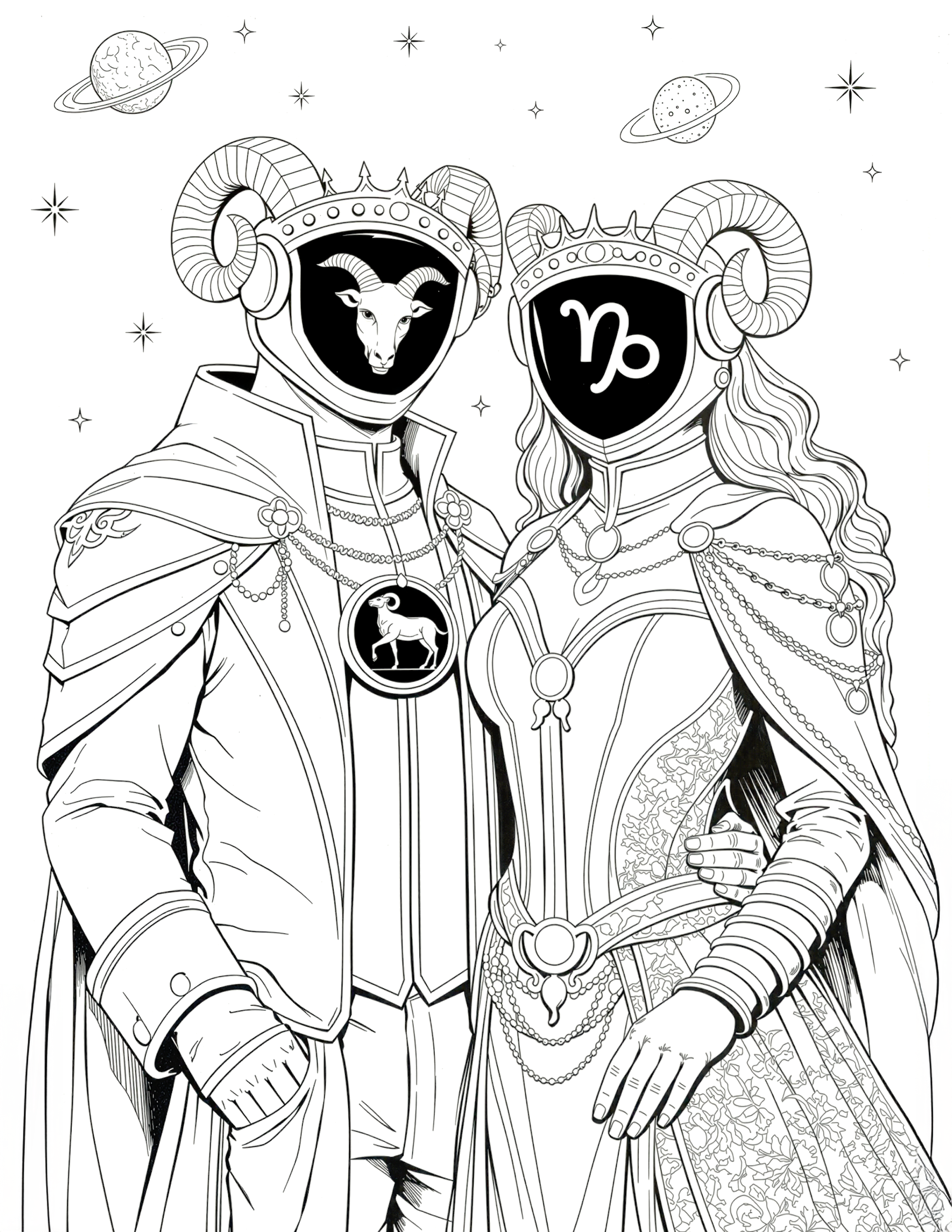 Lucid Artists Color Therapy Coloring Page • Capricorn