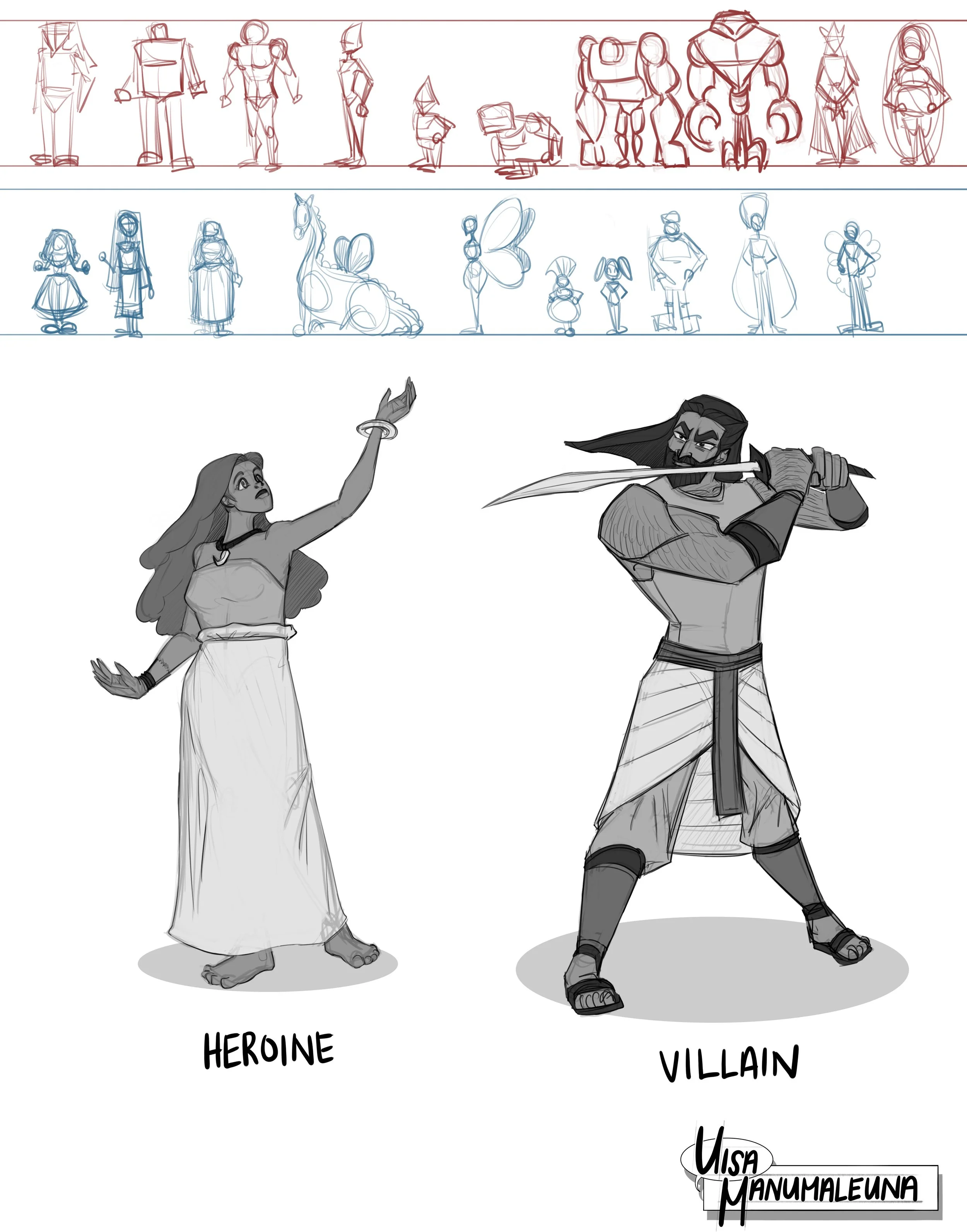 Heroine and Villain Sketches