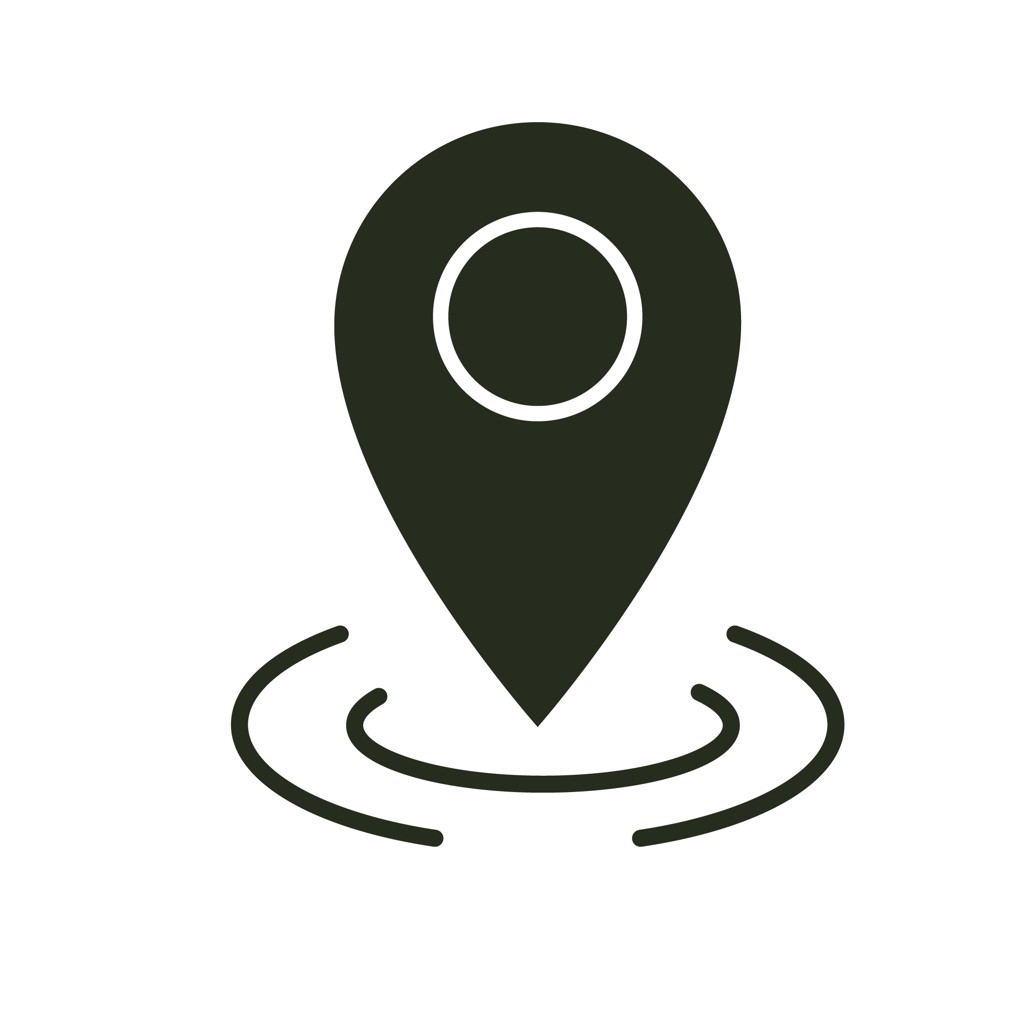 Black background with a green location pin icon and an inner black circle, resembling a map marker.