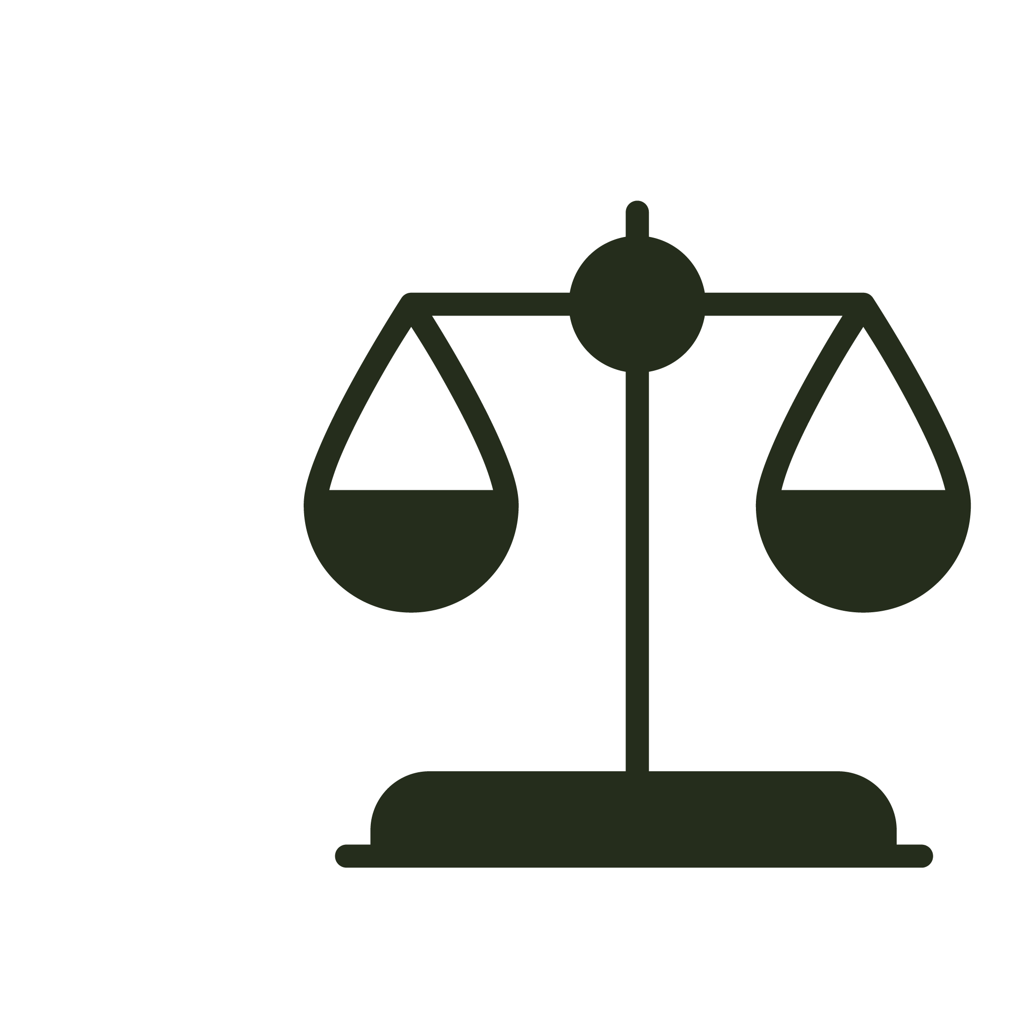 Outline of a set of scales, symbolizing justice or balance.