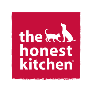 Logo of The Honest Kitchen featuring a dog and a cat silhouette on a red background.