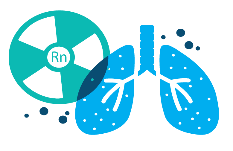 Radon exposure and lung health illustration.
