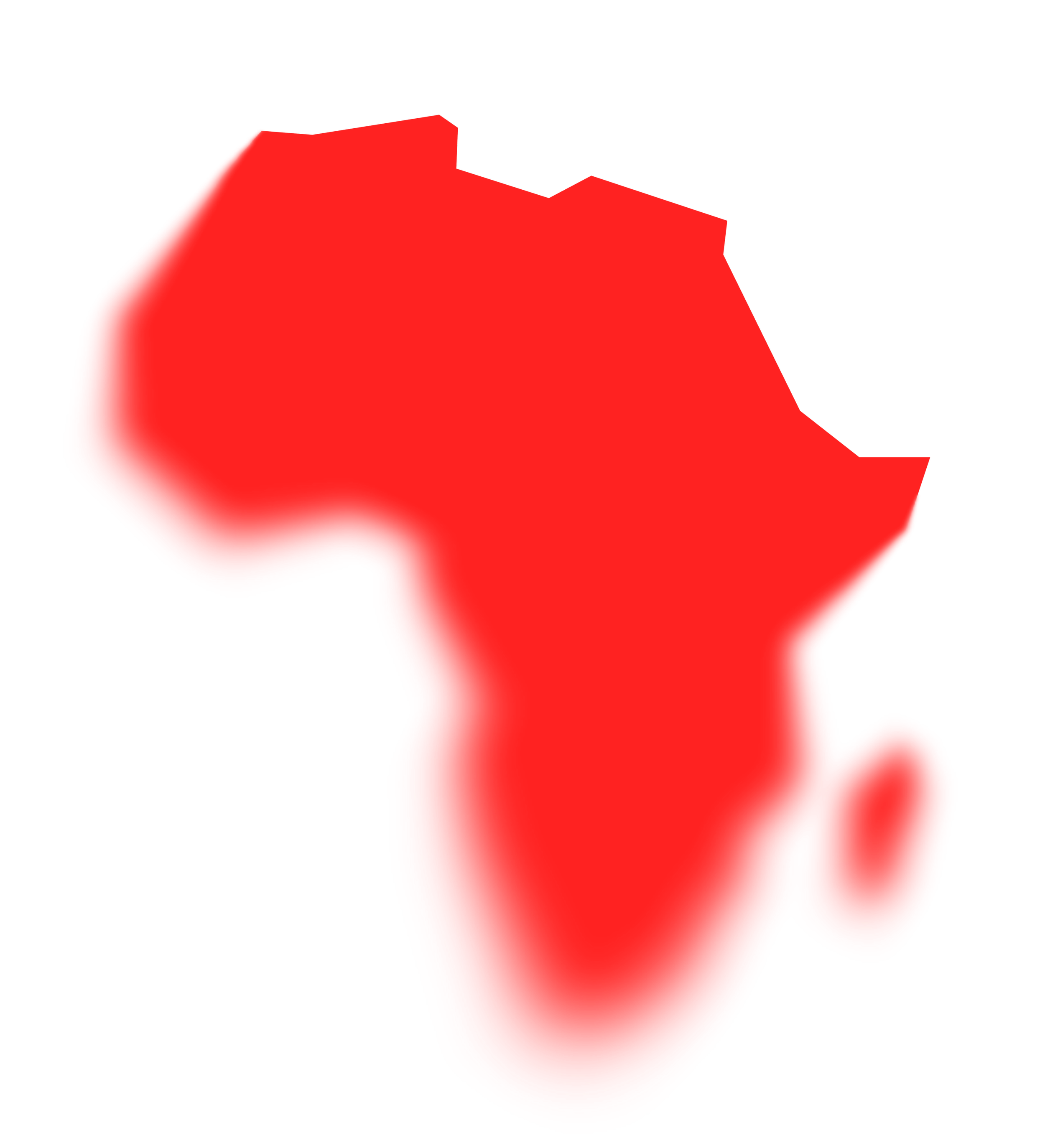Red map outline of Africa.