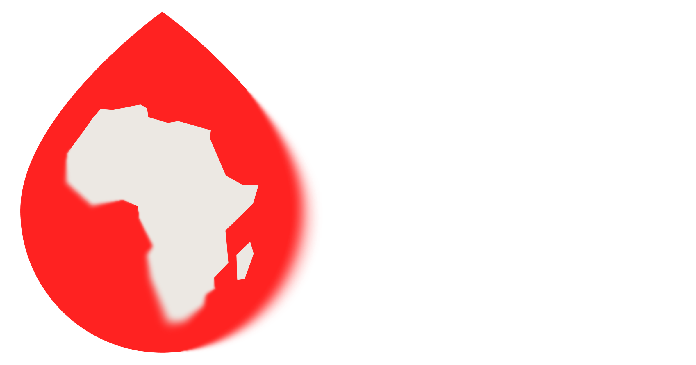 A graphic of the African continent inside a red circle on the left side of a black and red background