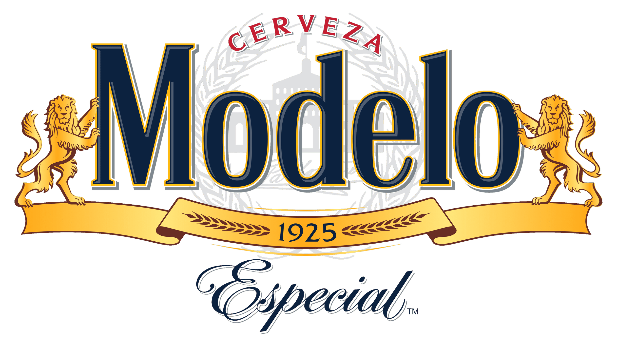 Logo of Modelo Especial beer with the word 'Cerveza', the year 1925, and two golden lions on either side of the brand name.
