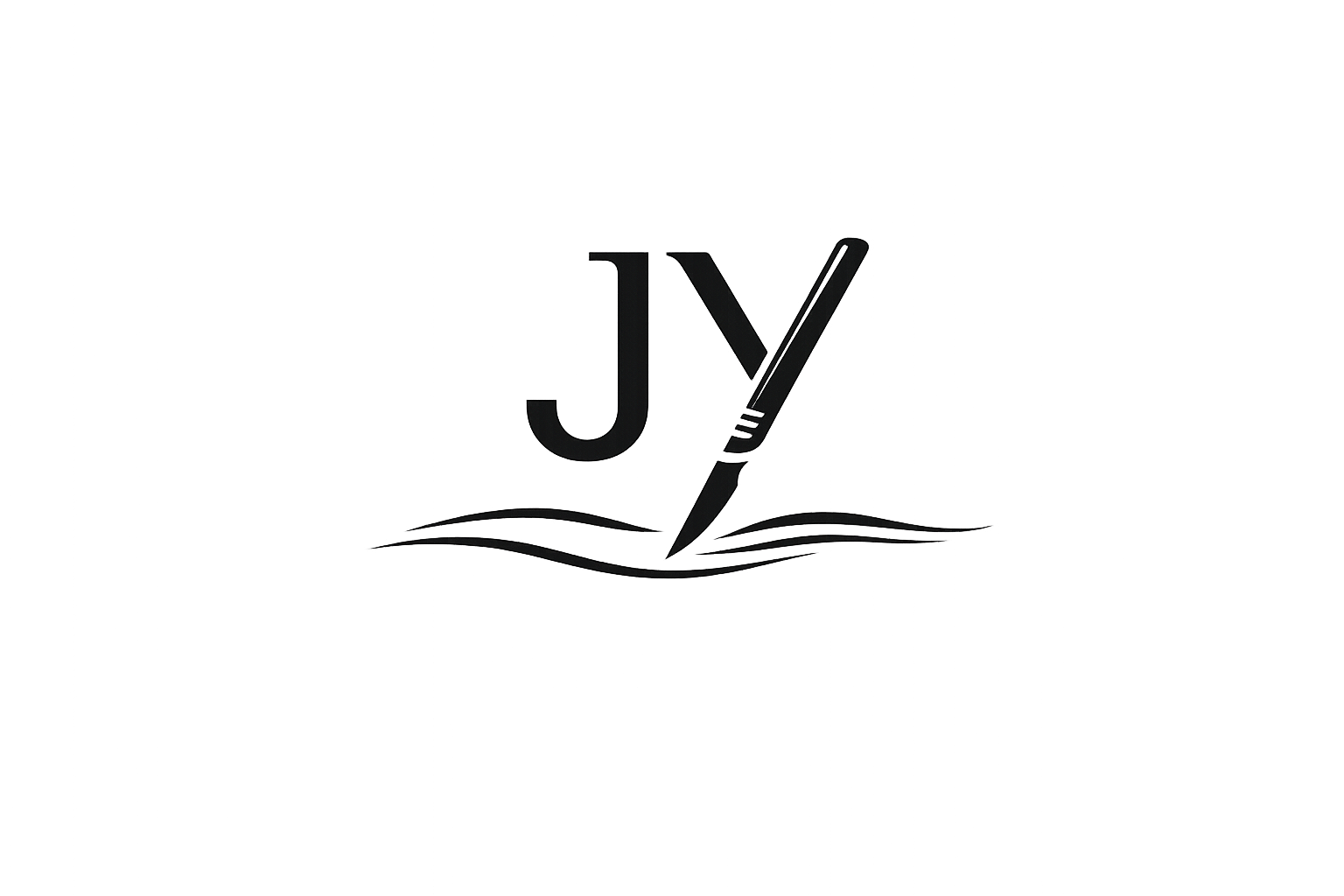 Black logo with the letters J and V, a knife and a fork crossing beneath the letters, and wavy lines underneath.
