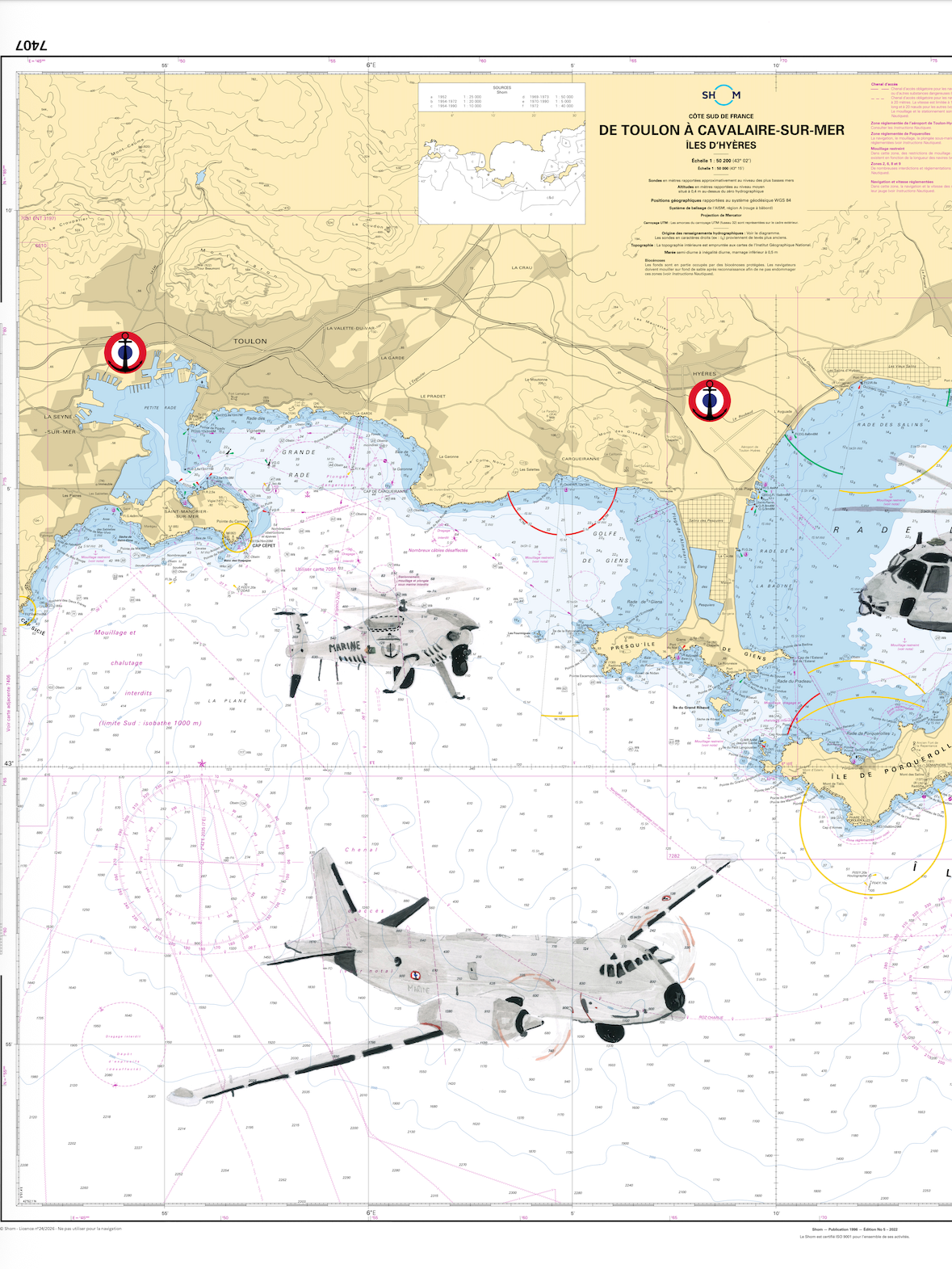 Carte marine aéronavale CATAR François