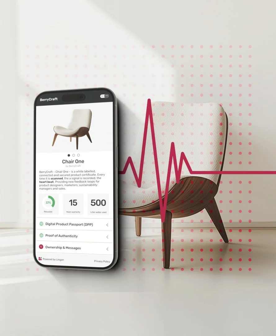 Furniture connected with a digital product passport by Lingon