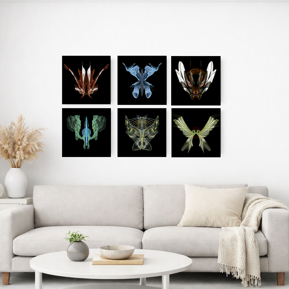 gallery wall layout suggestion for kaitiaki series artwork