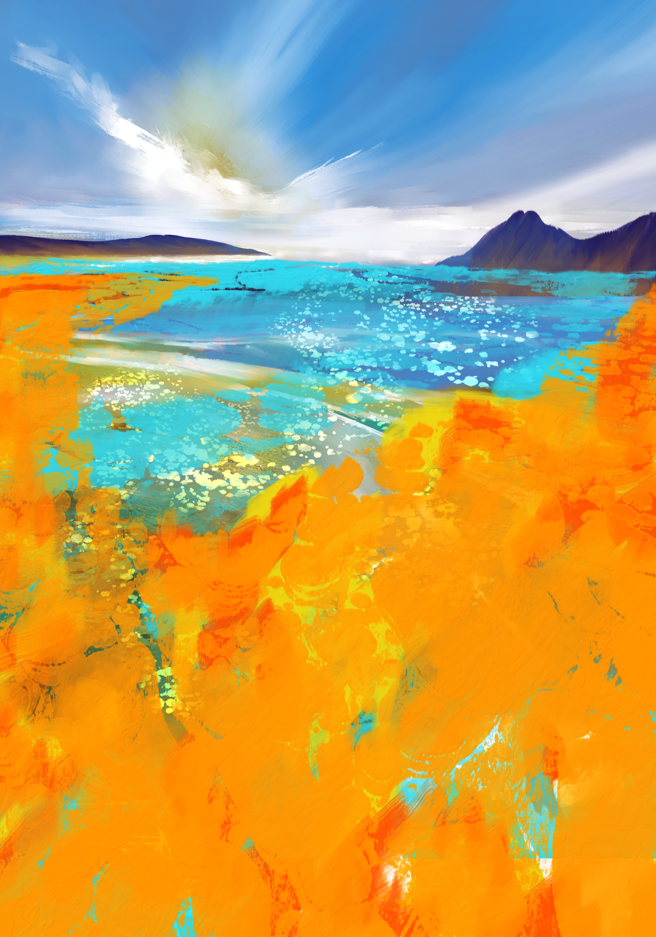 Abstract orange and blue seascape-cafe.png