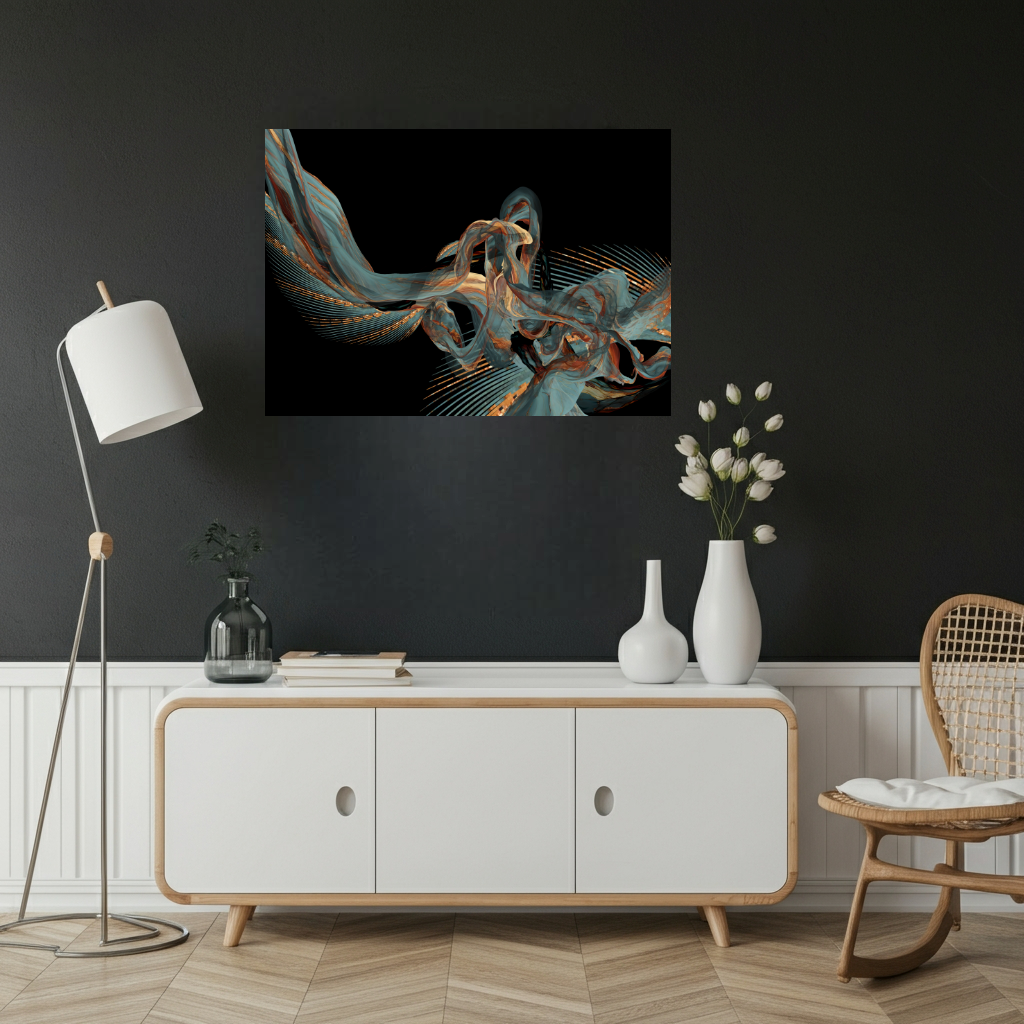 Elegant Gilded Currents in Motion Art Print