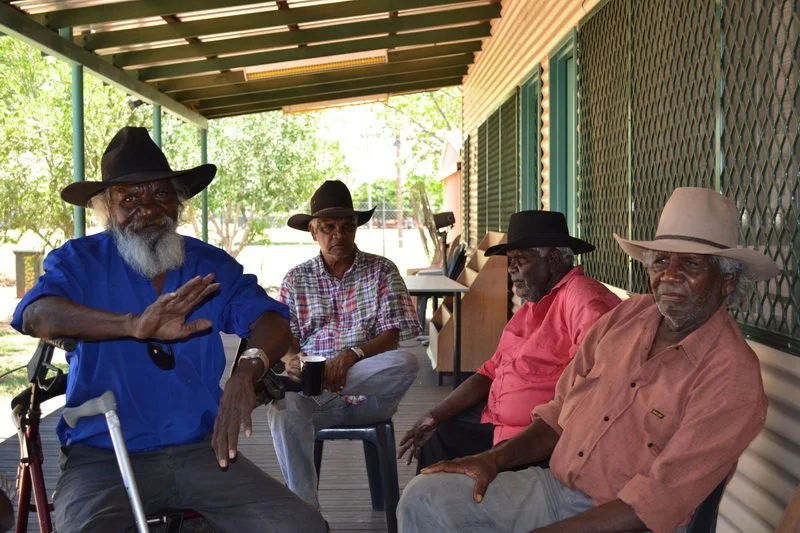 Men sitting on patio