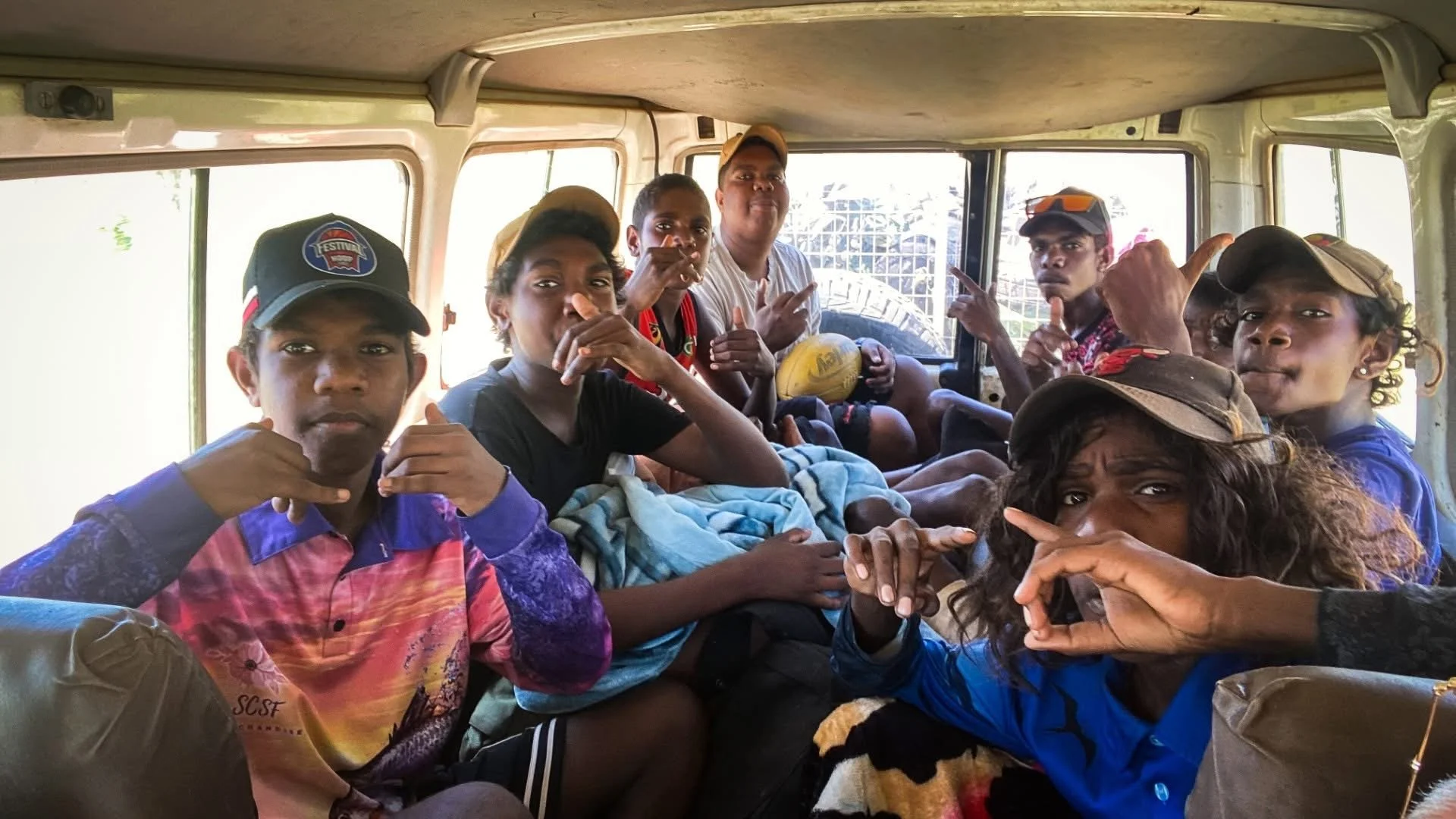 Boys on a bus trip